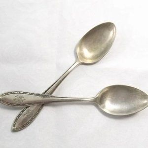 2 RARE Vintage AWS Wellner-Silber Silver-Plated Teaspoons with Elephant Symbol